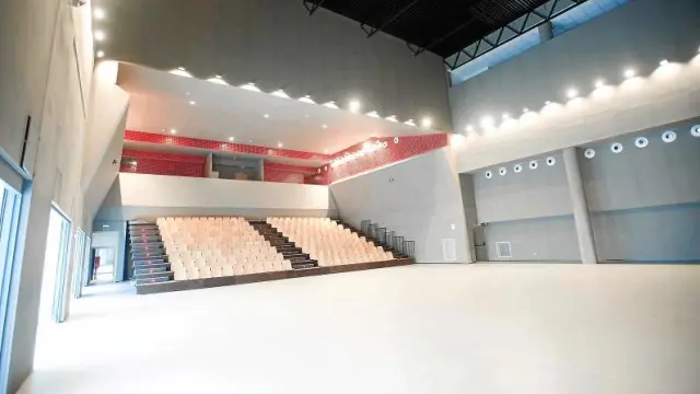 Aspecto actual del interior del teatro de las Esquinas del Psiquiátrico, en Delicias.