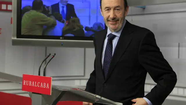 Pérez Rubalcaba, tras comparecer el viernes en la sede del PSOE