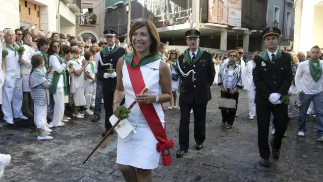 Ana Alós durante la procesión de San Lorenzo