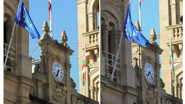Banderas en el ayuntamiento de San Sebastián