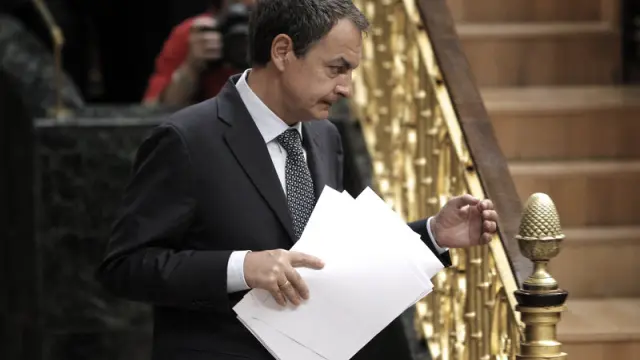 José Luis Rodríguez Zapatero, durante su intervención en el pleno extraordinario del Congreso.