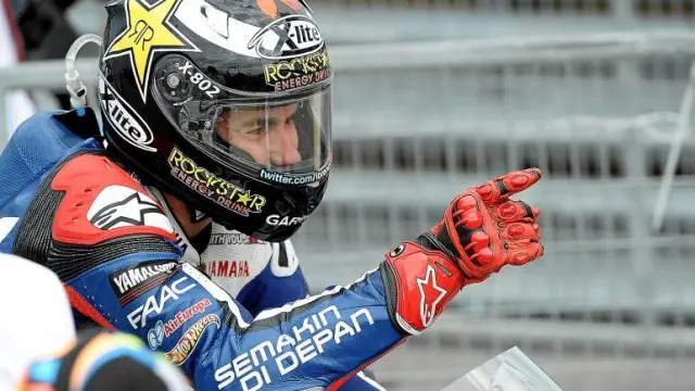 Jorge Lorenzo celebra su victoria en San Marino el domingo tras cruzar la meta escapado en solitario