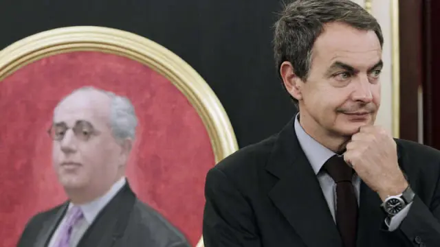 Zapatero, ante el retrato de Azaña en el Congreso