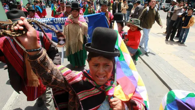 Manifestación de indígenas bolivianos