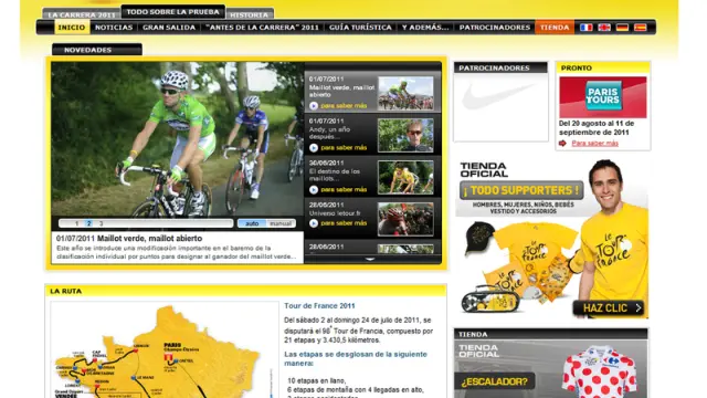 Captura de la web del Tour, esta tarde
