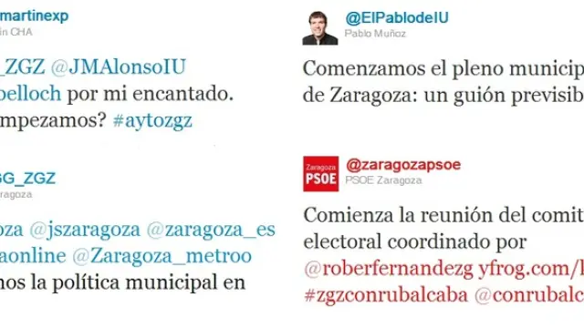 'Tuits' de distintas cuentas políticas de Zaragoza
