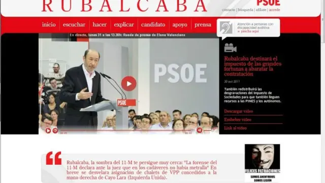 La web de Rubalcaba, hackeada