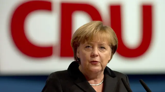 Angela Merkel durante el acto de la CDU