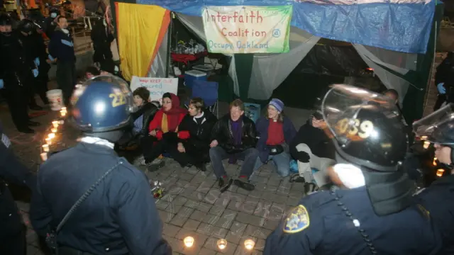 El campamento de 'Occupy Wall Street' en Oakland, California