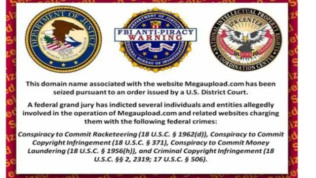 Anuncio que aparece en las web cerradas por el FBI