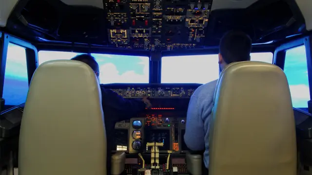 El simulador del Boeing 737-800, en acción.
