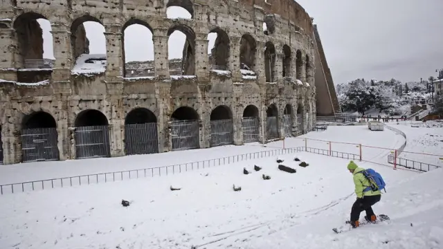 Imagen de este sábado de Roma, donde también ha llegado la ola de frío siberiano