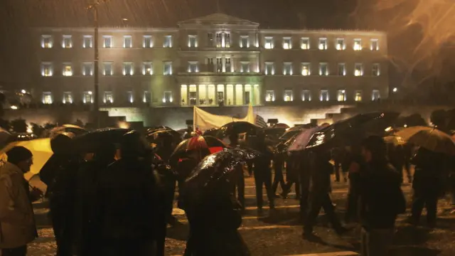 Protesta de este lunes en Atenas