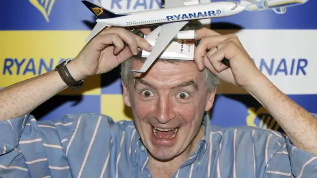 El presidente de Ryanair, Michael O'Leary, durante le anuncio de seis nuevas rutas desde el aeropuerto de El Prat