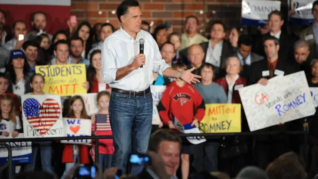 Imagen de archivo de Mitt Romney durante un acto de campaña.