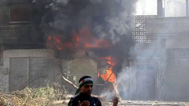 Imagen de una casa bombardeada por el ejército sirio en Homs.