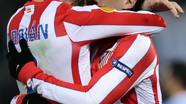 Falcao, jugador del Atlético de Madrid, celebra el tanto marcado durante el encuentro.