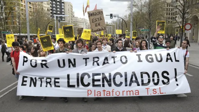 Imagen de la manifestación de estudiantes de Derecho el pasado mes de marzo