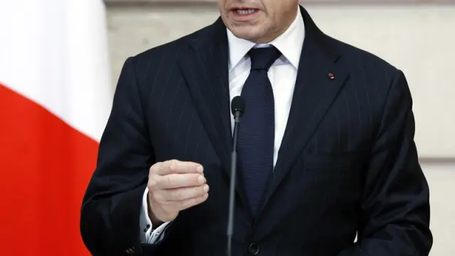 Nicolas Sarkozy durante un discurso
