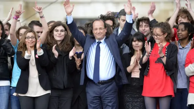 François Hollande durante su mitin en Vincennes.