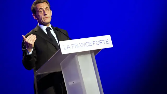 El presidente francés Nicolas Sarkozy durante un acto electoral.
