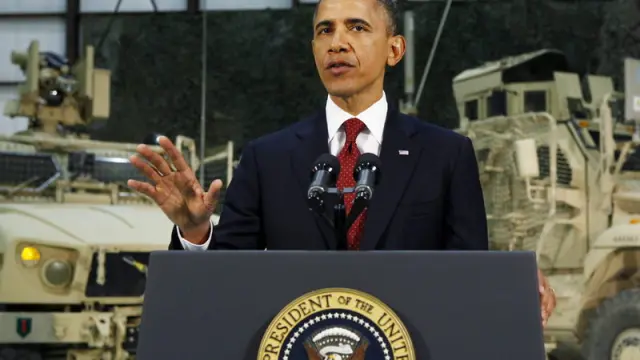 Obama durante su discurso hoy en Afganistán