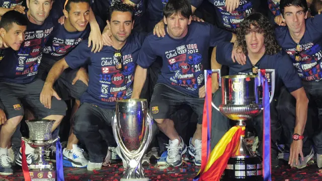 El Barcelona celebra la consecución de la Copa del Rey