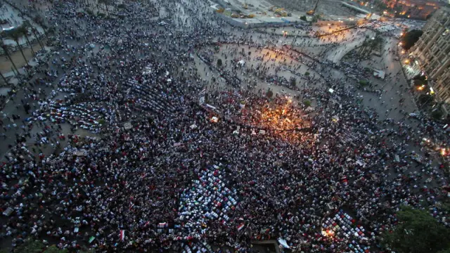 Vista aérea de la plaza Tahrir, este sábado