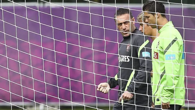Ronaldo en un entrentamiento durante la Eurocopa con Portugal