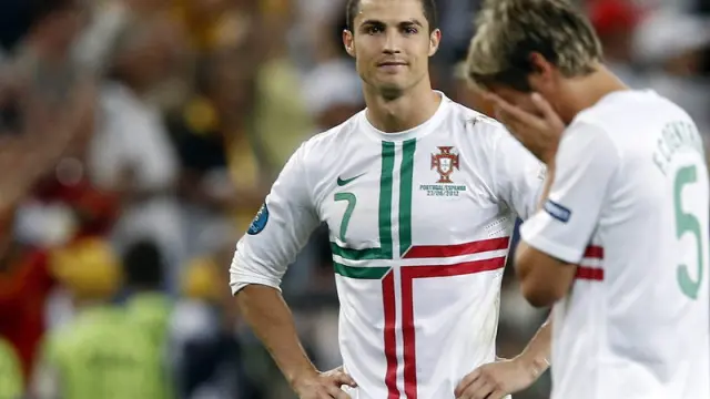 Cristiano Ronaldo se lamenta tras la tanda de penaltis
