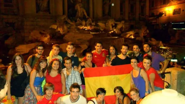 Un grupo de estudiantes Erasmus en Roma