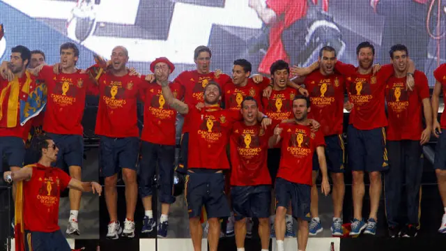 Celebración en Madrid de la victoria de la Roja