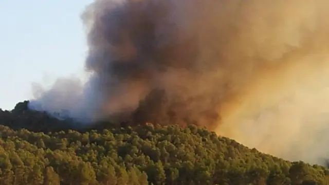 Un incendio en Valderrobres el pasado mes de julio