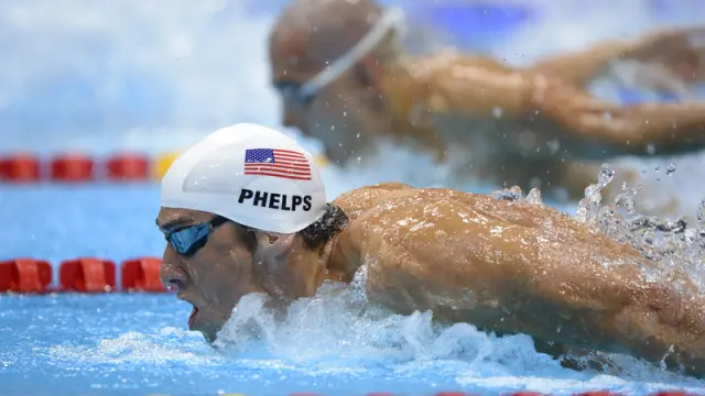 Phelps, durante la prueba de 400 metros estilos