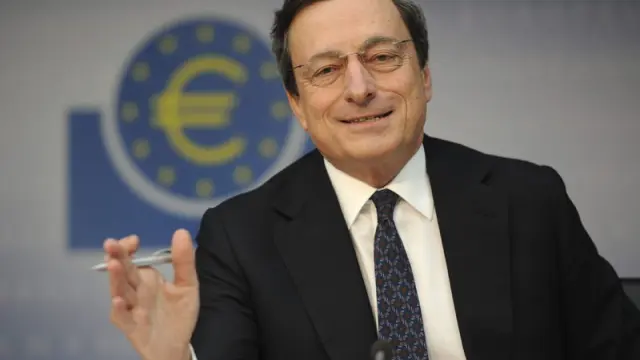 Mario Dragui durante una rueda de prensa del BCE.
