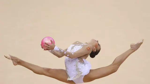 La gimnasta rusa Evgeniya Kanaeva.