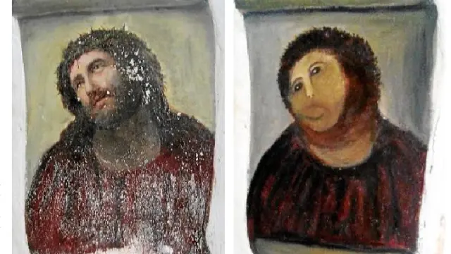 Antes y después del cuadro dañado