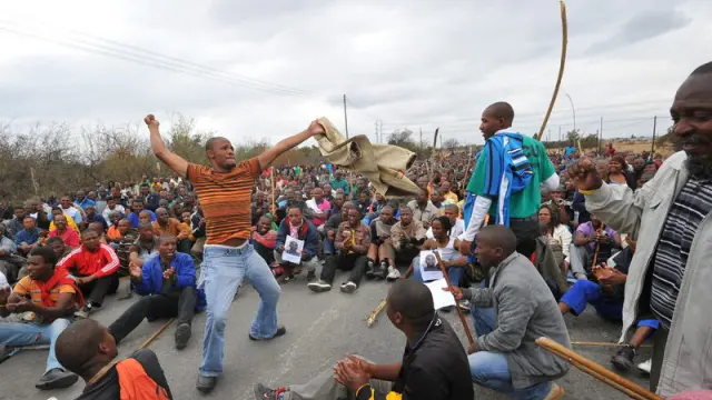 Protesta de mineros en Sudáfrica