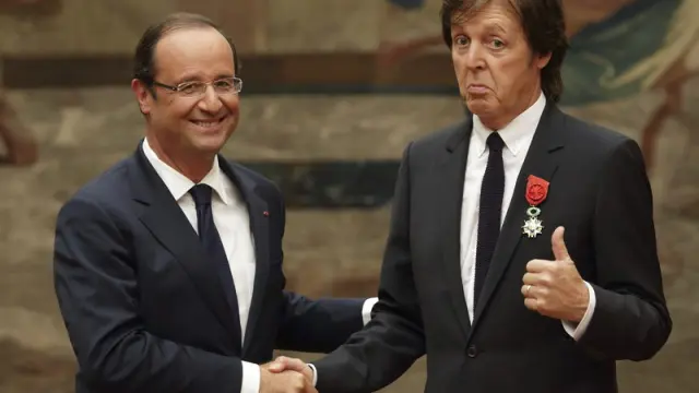 François Hollande y Paul McCartney