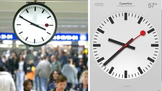 Reloj en una estación suiza.