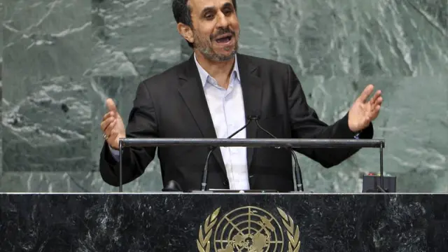 El presidente iraní, Mahmud Ahmadineyad, durante su intervención.