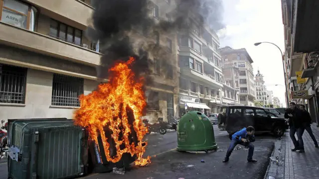 Incidentes en Pamplona durante la manifestación