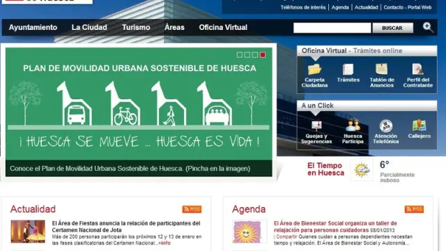 Imagen de la página web del Ayuntamiento de Huesca.