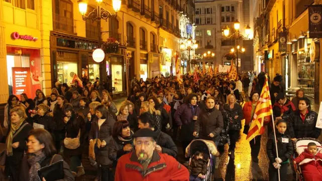 Manifestación de monitoras de comedor en Zaragoza