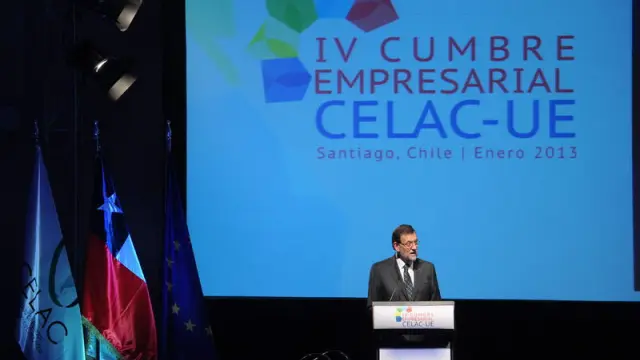 Rajoy, durante su comparecencia en Santiago de Chile.
