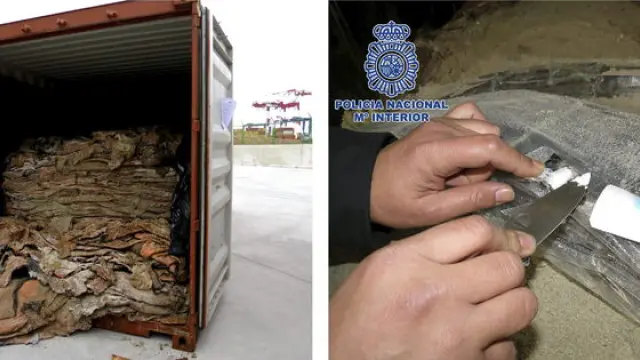 La droga estaba ocultos en pieles de bovino camufladas en el interior de un contenedor