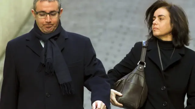 Diego Torres y su mujer, a la llegada a los juzgados de Palma