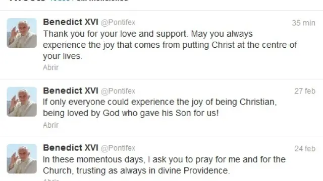 Último mensaje de Benedicto XVI en su cuenta de Twitter