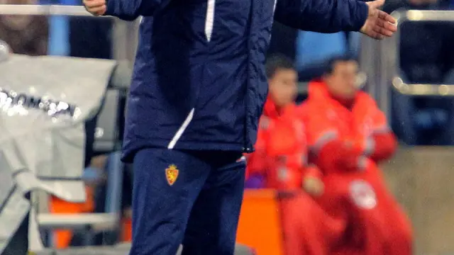Manolo Jiménez, durante el partido Real Zaragoza-Granada