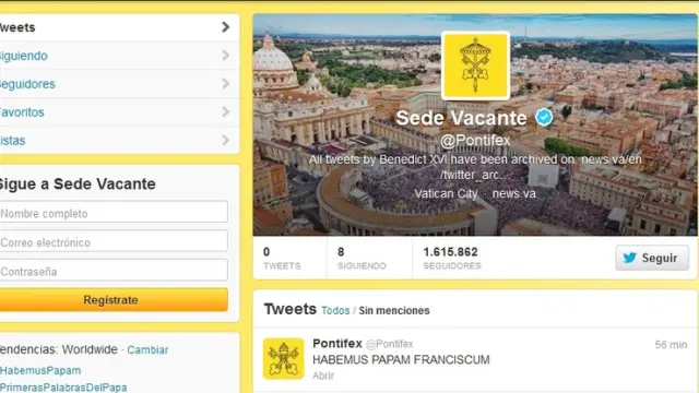 Primer mensaje en la red social tras la elección del Papa